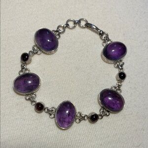Amethyst and Silver Bracelet